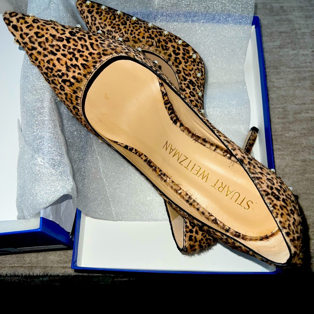 Stuart, Weitzman, Pearl 100 Pump. Jaguar hair calf. Worn once, size 10.5.
